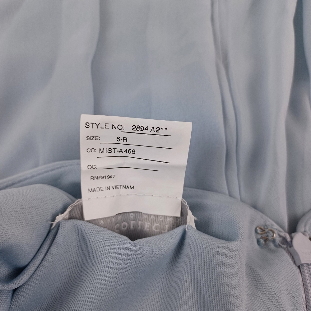 Dessy Collection Draped Chiffon Bridesmaid Maxi Dress Size 6 In Mist Style 2894 - Picture 6 of 16